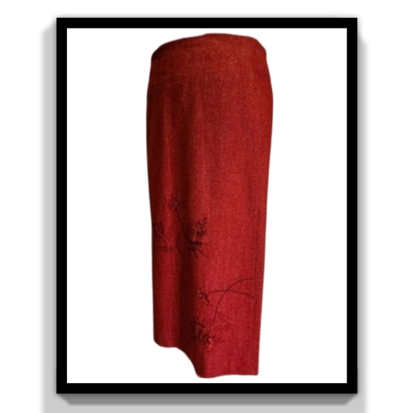 BCBGMaxAzria Wool-Blend Pencil Skirt with Stitch Embroidery - Picture 6 of 16